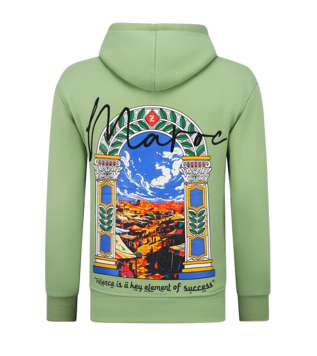 True Rise Oversized Hoodie für Herren mit Kapuze – Marokkanisches Muster – Dick gewebt – 5818 – Grün
