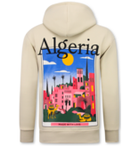 True Rise Oversized Hoodie für Herren mit Kapuze – Algerien Print – Dick gewebt – 5813 – Braun