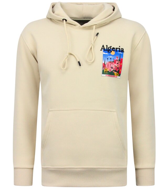 True Rise Oversized Hoodie für Herren mit Kapuze – Algerien Print – Dick gewebt – 5813 – Braun