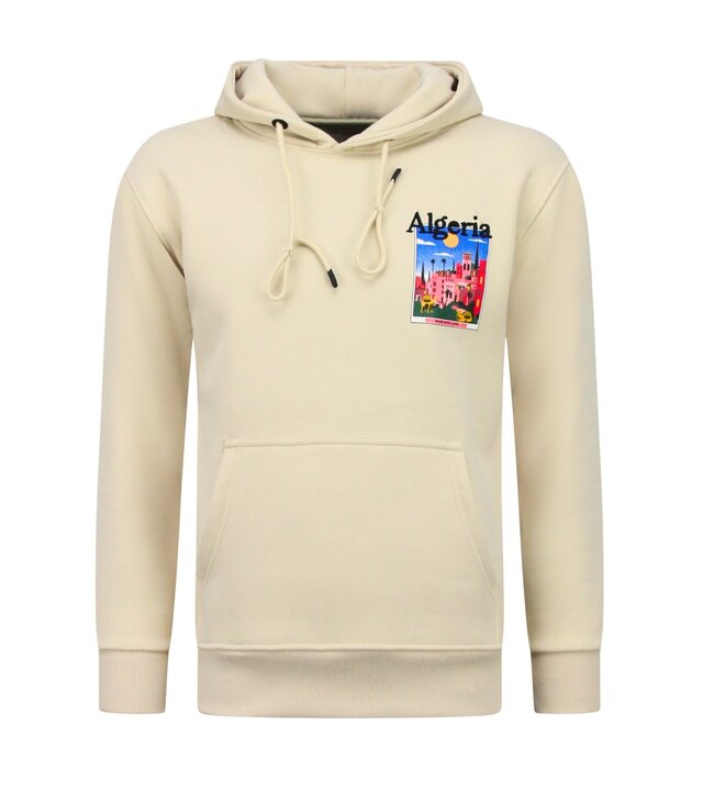 True Rise Oversized Hoodie für Herren mit Kapuze – Algerien Print – Dick gewebt – 5813 – Braun