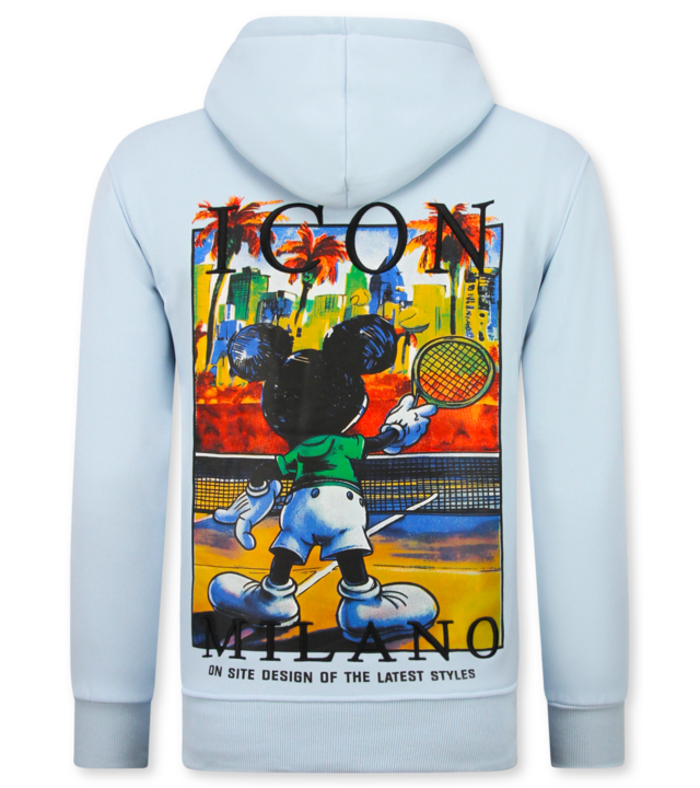 True Rise Oversized Hoodie für Herren mit Kapuze – ICON Milano Print – Dick gewebt – 5812 – Hellblau