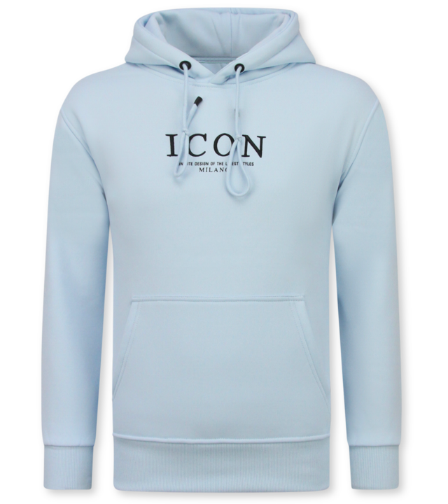 True Rise Oversized Hoodie für Herren mit Kapuze – ICON Milano Print – Dick gewebt – 5812 – Hellblau