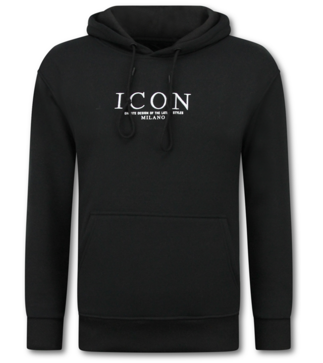 True Rise Oversized Hoodie für Herren mit Kapuze – ICON Milano Print – Dick gewebt – 5812 – Schwarz