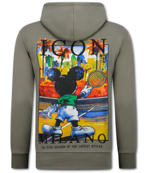 True Rise Oversized Hoodie für Herren mit Kapuze – ICON Milano Print – Dick gewebt – 5812 – Dunkelgrau