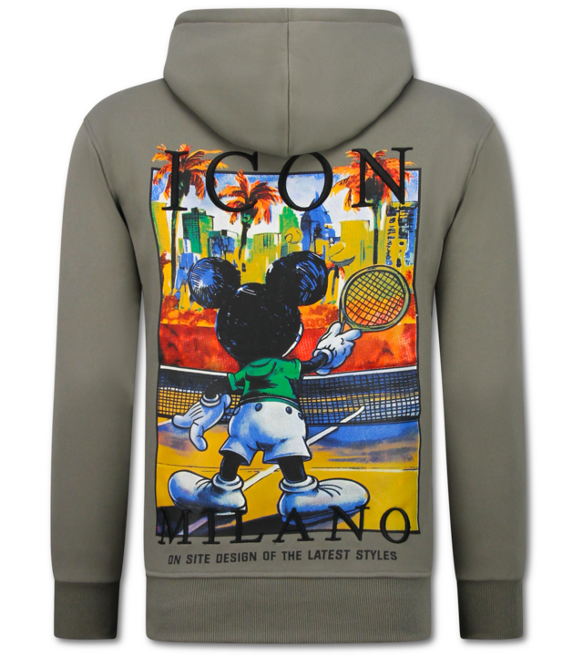 True Rise Oversized Hoodie für Herren mit Kapuze – ICON Milano Print – Dick gewebt – 5812 – Dunkelgrau