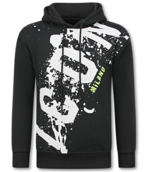 True Rise Oversized Hoodie für Herren mit Kapuze – ICON Splatter – Dick gewebt – 5800 – Schwarz