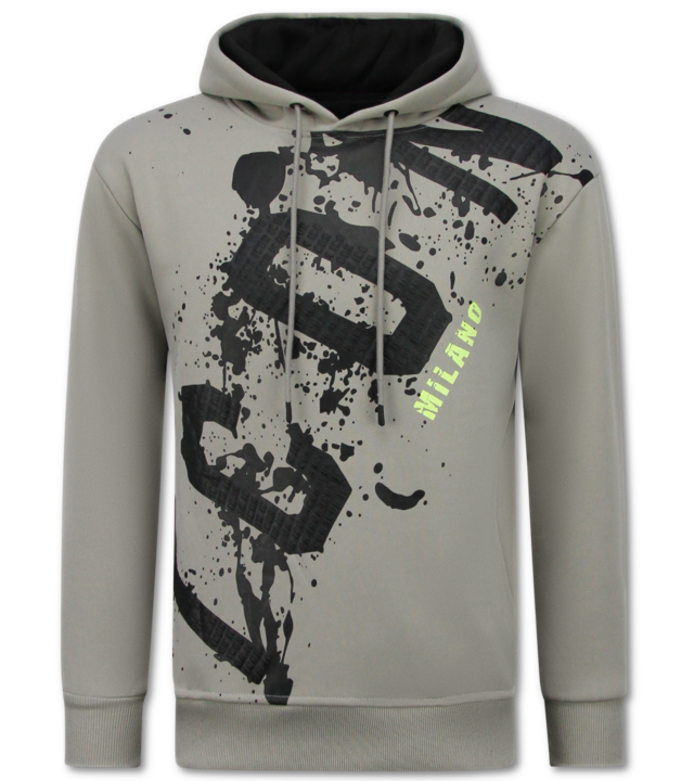 True Rise Oversized Hoodie für Herren mit Kapuze – ICON Splatter – Dick gewebt – 5800 – Hellgrau