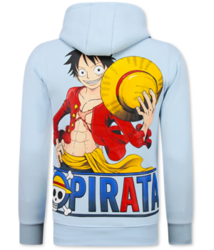 True Rise Oversized Hoodie für Herren mit Kapuze – Piratenmuster – Dick gewebt – 5725 – Blau