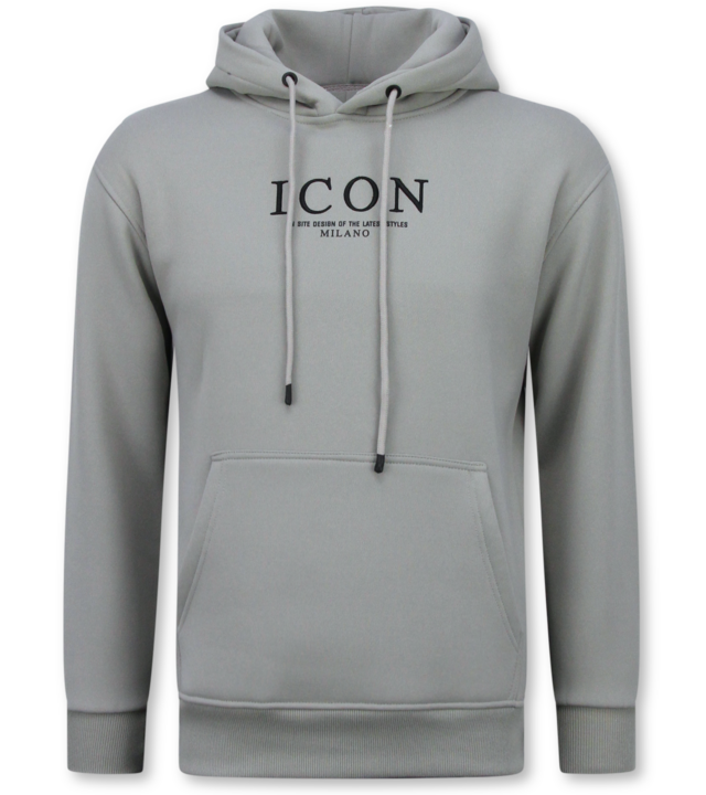 True Rise Oversized Hoodie für Herren mit Kapuze – ICON Puzzle Milano Print – Dick gewebt – 5811 – Grau