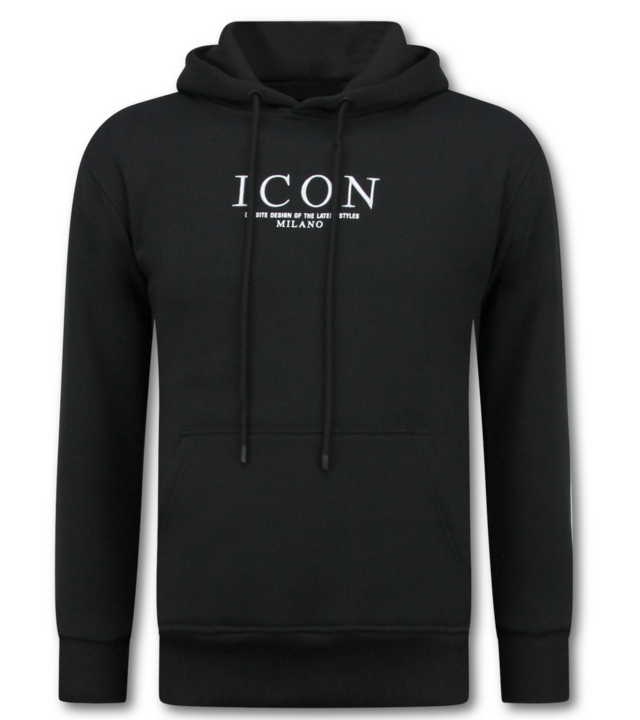 True Rise Oversized Hoodie für Herren mit Kapuze – ICON Puzzle Milano Print – Dick gewebt – 5811 – Schwarz