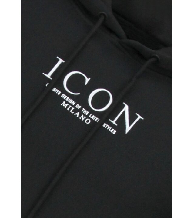 True Rise Oversized Hoodie für Herren mit Kapuze – ICON Puzzle Milano Print – Dick gewebt – 5811 – Schwarz