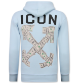 True Rise Oversized Hoodie für Herren mit Kapuze – ICON Dollar Print – Dick gewebt – 5567 – Blau