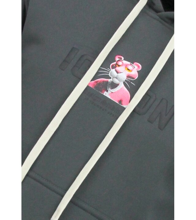 True Rise Oversized Hoodie für Herren mit Kapuze – ICON Panther Print – Dick gewebt – 5795 – Grau