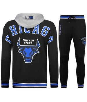 TopStar Chicago Bulls Herren Trainingsanzüge – Herren Jogginganzug – Herren Heimanzug – 5591 – Schwarz/Blau