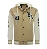 Enos Oversized Baseballjacke mit Kapuze – Herren Bomberjacke – 523 – Braun