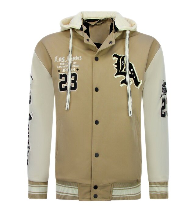 Enos Oversized Baseballjacke mit Kapuze – Herren Bomberjacke – 523 – Braun