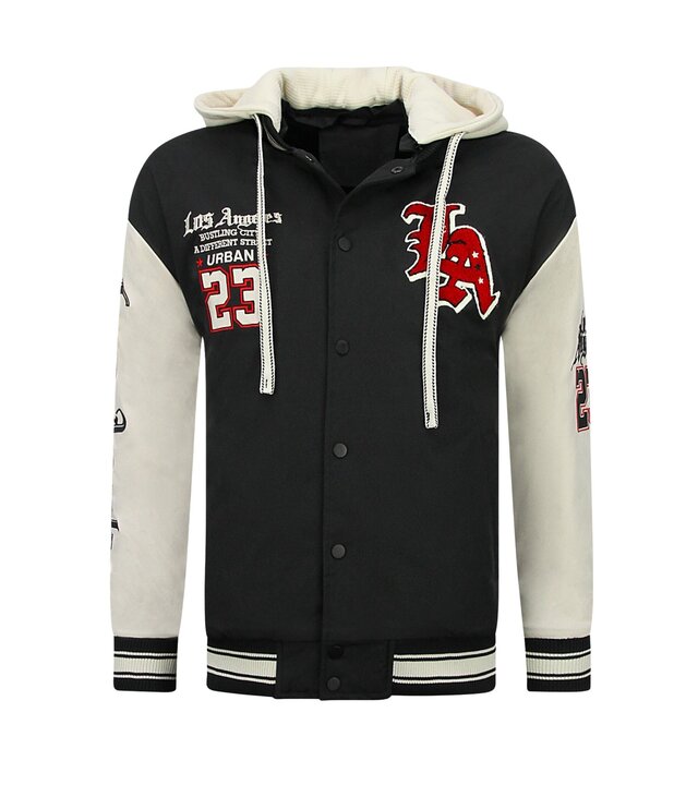 Enos Oversized Baseballjacke mit Kapuze – Herren Bomberjacke – 523 – Schwarz