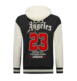 Enos Oversized Baseballjacke mit Kapuze – Herren Bomberjacke – 523 – Schwarz