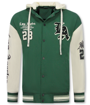 Enos Oversized Baseballjacke mit Kapuze – Herren Bomberjacke – 523 – Grün