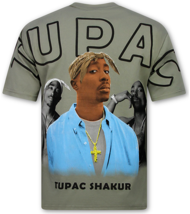 True Rise  Oversized Herren-T-Shirt – Tupac Shakur – Bedrucktes Herren-T-Shirt – 2Pac-T-Shirt – 1791 – Grau