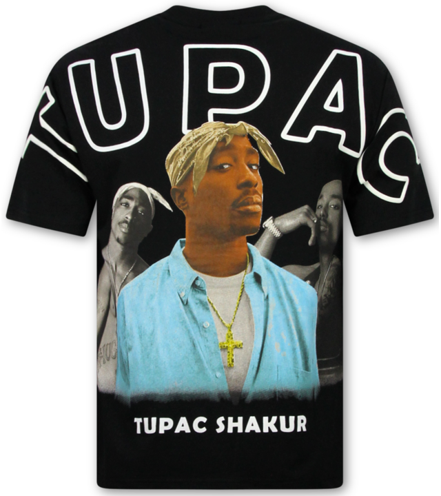 True Rise 2Pac T-Shirt mit Aufdruck – Herren-T-Shirt mit Tupac Shakur-Print – Oversized Herren-T-Shirt – 1791 – Schwarz