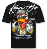 True Rise Oversized Herren-T-Shirt – Lustiges Enten-T-Shirt – Lustige Herren-T-Shirts – Herren-T-Shirt mit Aufdruck – 1970 – Schwarz