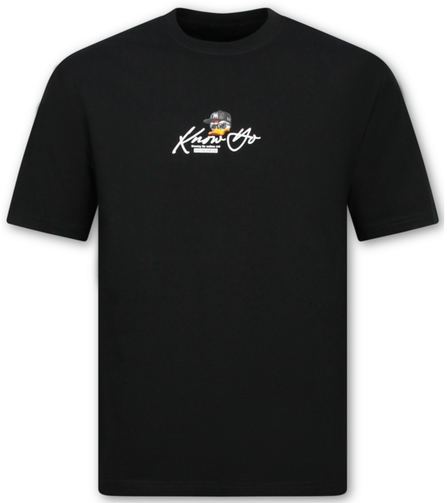 True Rise Oversized Herren-T-Shirt – Lustiges Enten-T-Shirt – Lustige Herren-T-Shirts – Herren-T-Shirt mit Aufdruck – 1970 – Schwarz
