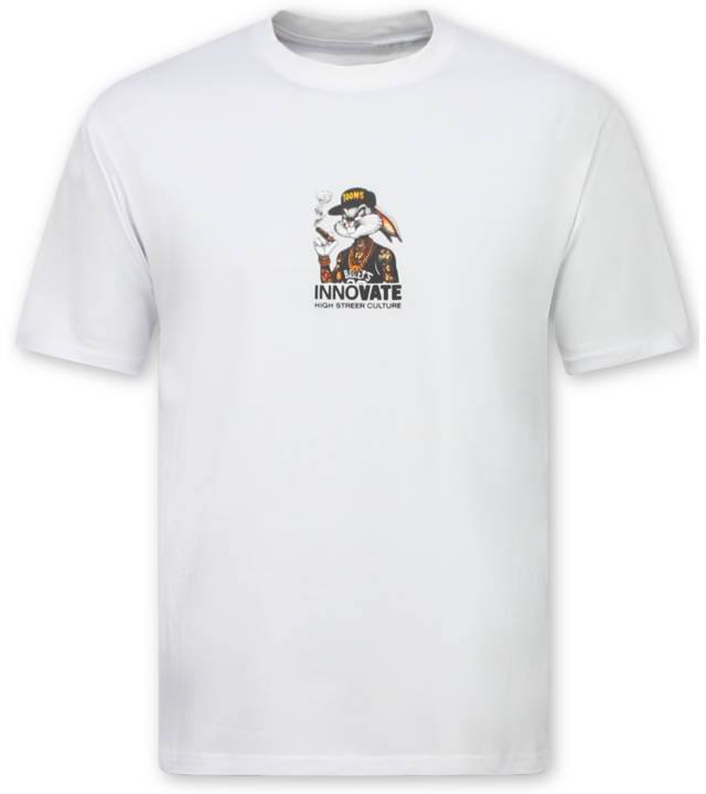 True Rise Herren-T-Shirt mit Aufdruck – Oversize-Herren-T-Shirt – Lustige Herren-T-Shirts – Lustige Shirts mit Hasenmotiv – 1969 – Weiß