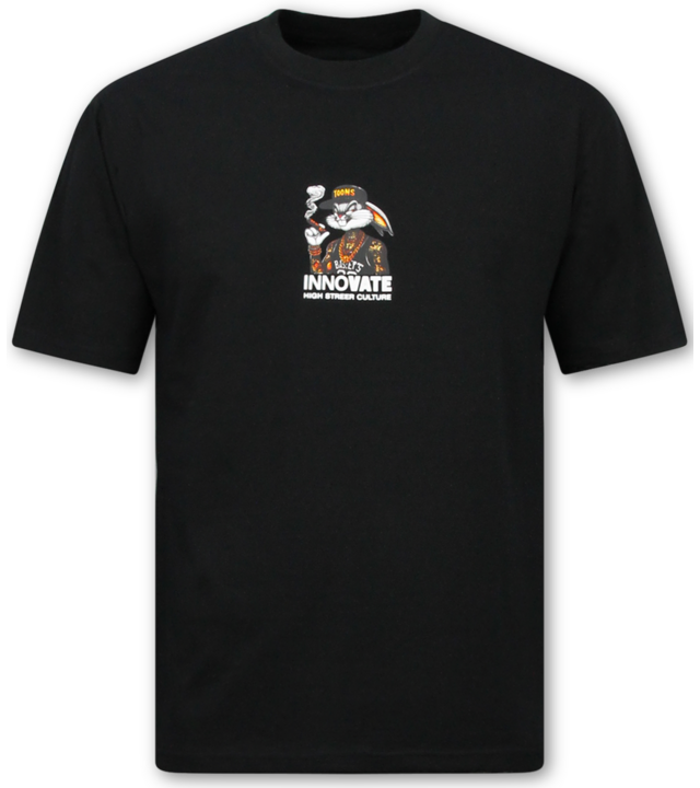 True Rise Lustiges Herren-T-Shirt – Herren-T-Shirt mit Aufdruck – Oversized Herren-T-Shirt – Lustiges T-Shirt mit Hasenmotiv – 1969 – Schwarz