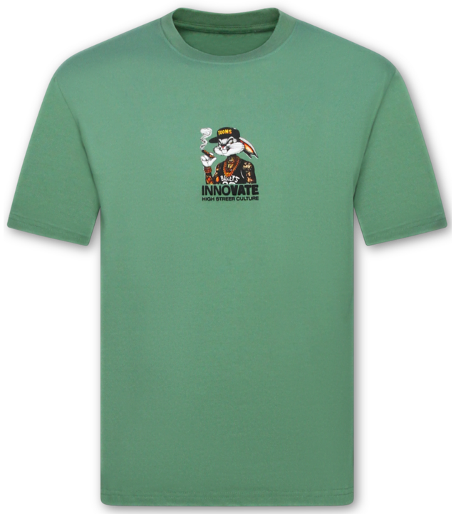 True Rise Bedrucktes Herren-T-Shirt – Lustiges Herren-T-Shirt – Oversized Herren-T-Shirt – Lustiges T-Shirt mit Hasenmotiv – 1969 – Grün