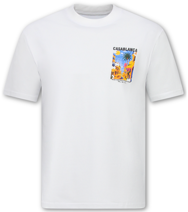 True Rise  Übergroßes Herren-T-Shirt Casablanca – Herren-T-Shirt mit Puzzle-Print – 1997 – Weiß