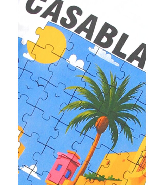 True Rise  Übergroßes Herren-T-Shirt Casablanca – Herren-T-Shirt mit Puzzle-Print – 1997 – Weiß
