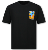 True Rise Casablanca Oversized Herren-T-Shirt – Herren-T-Shirt mit Puzzle-Print – 1987 – Schwarz