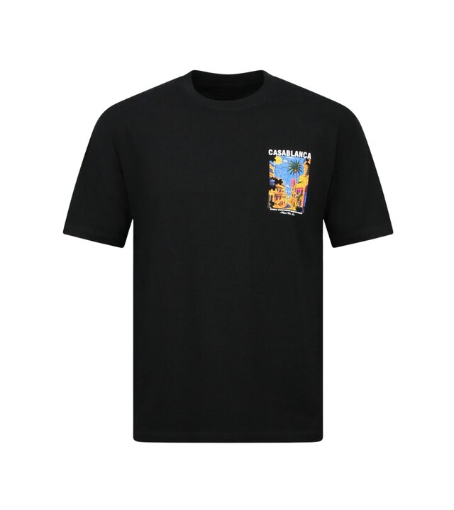 True Rise Casablanca Oversized Herren-T-Shirt – Herren-T-Shirt mit Puzzle-Print – 1987 – Schwarz