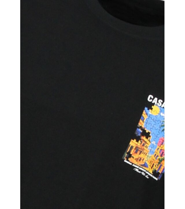 True Rise Casablanca Oversized Herren-T-Shirt – Herren-T-Shirt mit Puzzle-Print – 1987 – Schwarz