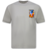 True Rise Casablanca Herren-Oversize-T-Shirt – Herren-T-Shirt mit Puzzle-Print – 1987 – Grau
