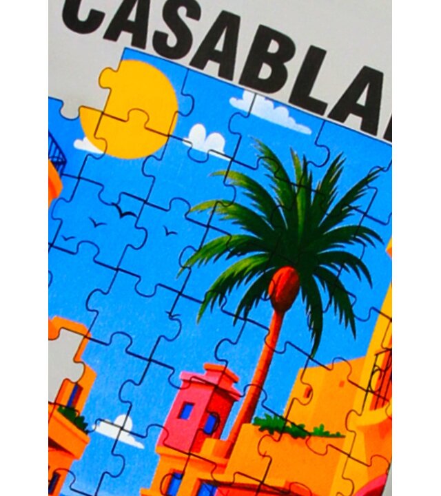 True Rise Casablanca Herren-Oversize-T-Shirt – Herren-T-Shirt mit Puzzle-Print – 1987 – Grau