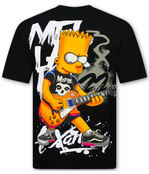 True Rise Herrenhemd – Bedrucktes Herren-T-Shirt – Lustige Herren-T-Shirts – Lustiges Simpsons-Shirt – 1991 – Schwarz