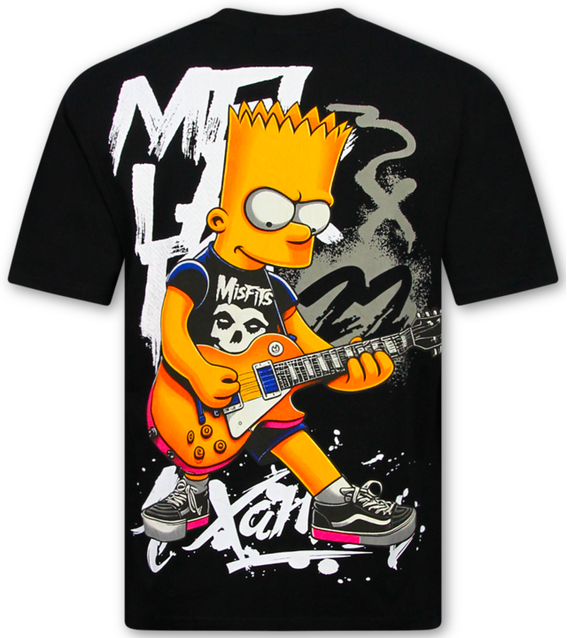 True Rise Herrenhemd – Bedrucktes Herren-T-Shirt – Lustige Herren-T-Shirts – Lustiges Simpsons-Shirt – 1991 – Schwarz