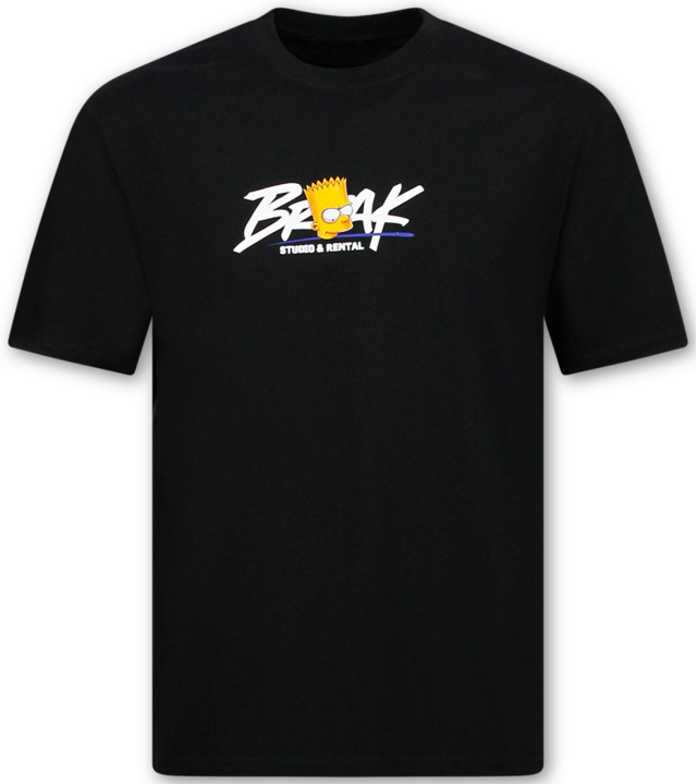 True Rise Herrenhemd – Bedrucktes Herren-T-Shirt – Lustige Herren-T-Shirts – Lustiges Simpsons-Shirt – 1991 – Schwarz