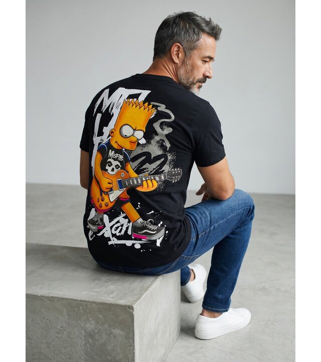 True Rise Herrenhemd – Bedrucktes Herren-T-Shirt – Lustige Herren-T-Shirts – Lustiges Simpsons-Shirt – 1991 – Schwarz