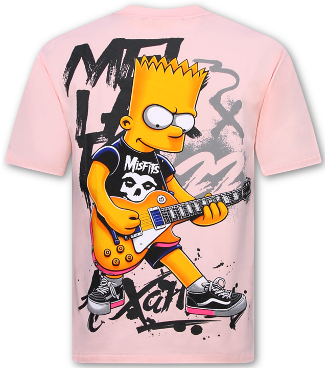 True Rise Lustige Herren-T-Shirts – Herrenhemd – Herren-T-Shirt mit Aufdruck – Lustiges Simpsons-Shirt (1991) – Pink