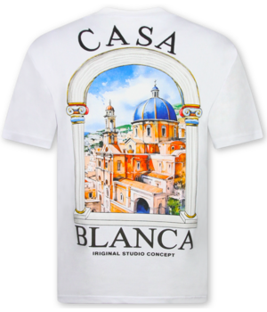 True Rise Casablanca Oversized Herren-T-Shirt – Herren-T-Shirt mit Aufdruck – 1988 – Weiß