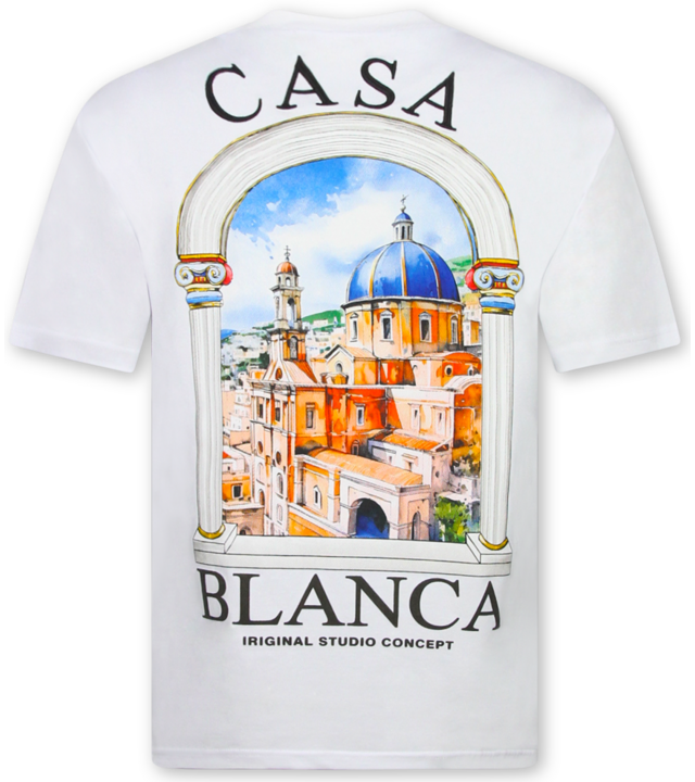 True Rise Casablanca Oversized Herren-T-Shirt – Herren-T-Shirt mit Aufdruck – 1988 – Weiß