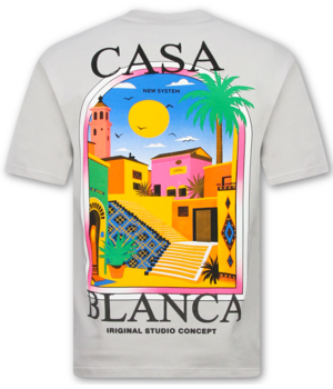 True Rise Herren-T-Shirt – Casablanca Herren-T-Shirt mit Aufdruck – Herren-T-Shirt mit Aufdruck – 1989 – Grau