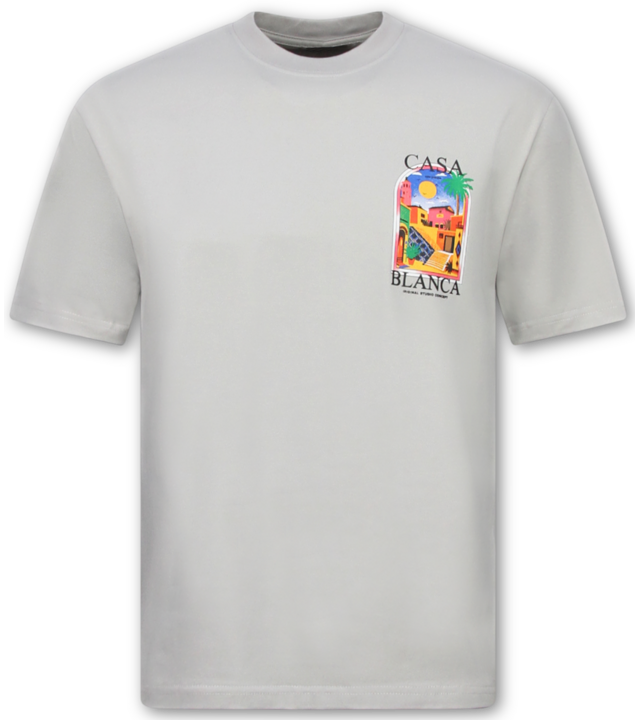 True Rise Herren-T-Shirt – Casablanca Herren-T-Shirt mit Aufdruck – Herren-T-Shirt mit Aufdruck – 1989 – Grau