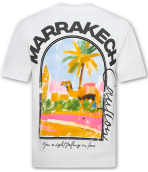 True Rise Marrakesch Herren-T-Shirt mit Aufdruck – Herren-T-Shirt mit Aufdruck – Oversized Herren-T-Shirt – 1858 – Weiß