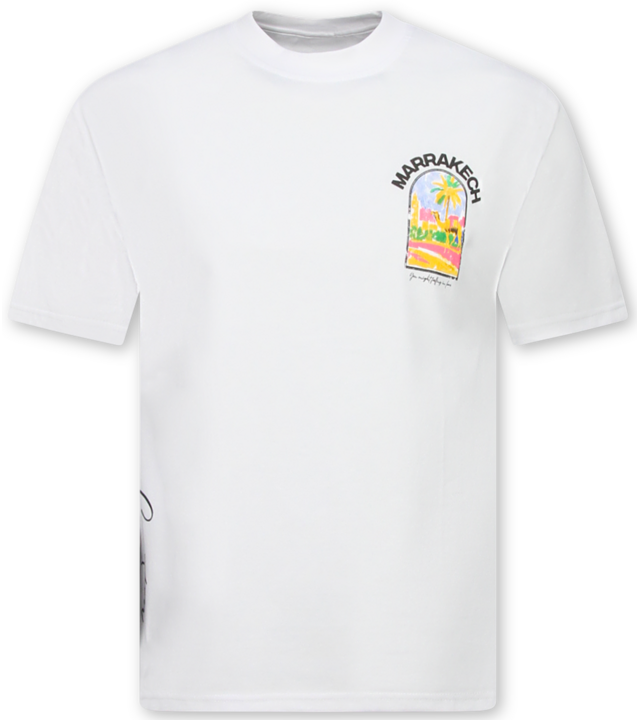 True Rise Marrakesch Herren-T-Shirt mit Aufdruck – Herren-T-Shirt mit Aufdruck – Oversized Herren-T-Shirt – 1858 – Weiß
