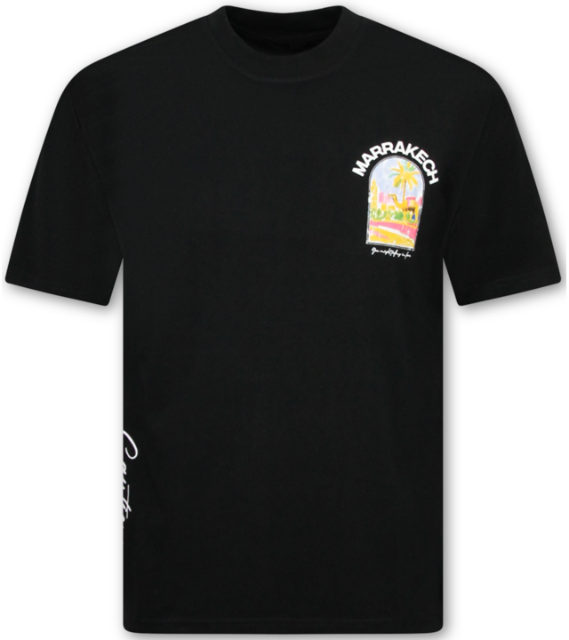 True Rise Oversized Herren-T-Shirt – Marrakech Herren-T-Shirt mit Aufdruck – Schwarz