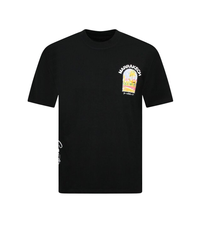 True Rise Oversized Herren-T-Shirt – Marrakech Herren-T-Shirt mit Aufdruck – Schwarz